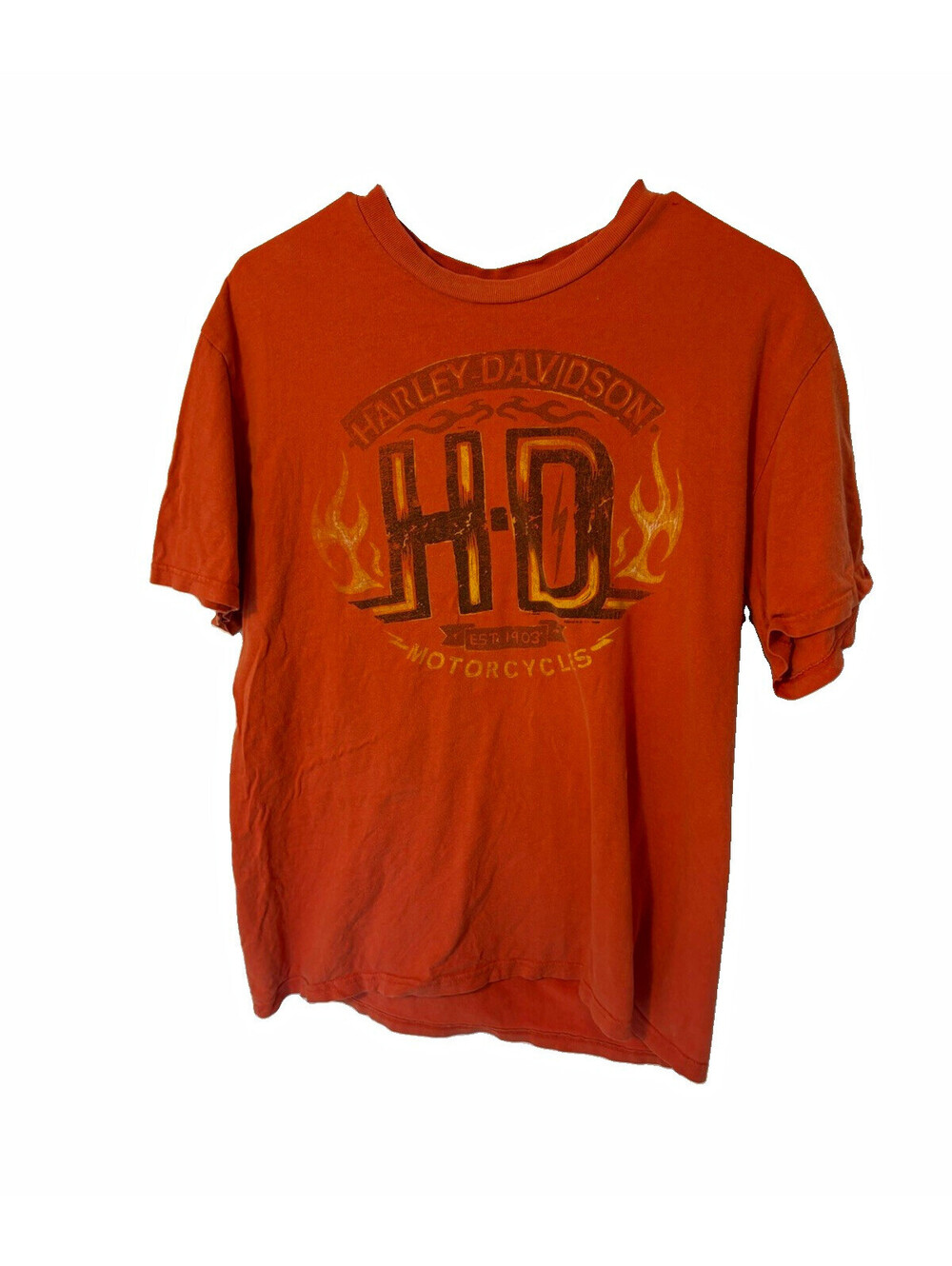 Harley Davidson Mens L Route 66 Tulsa Oklahoma T-Shirt Rust Orange Motorcycles